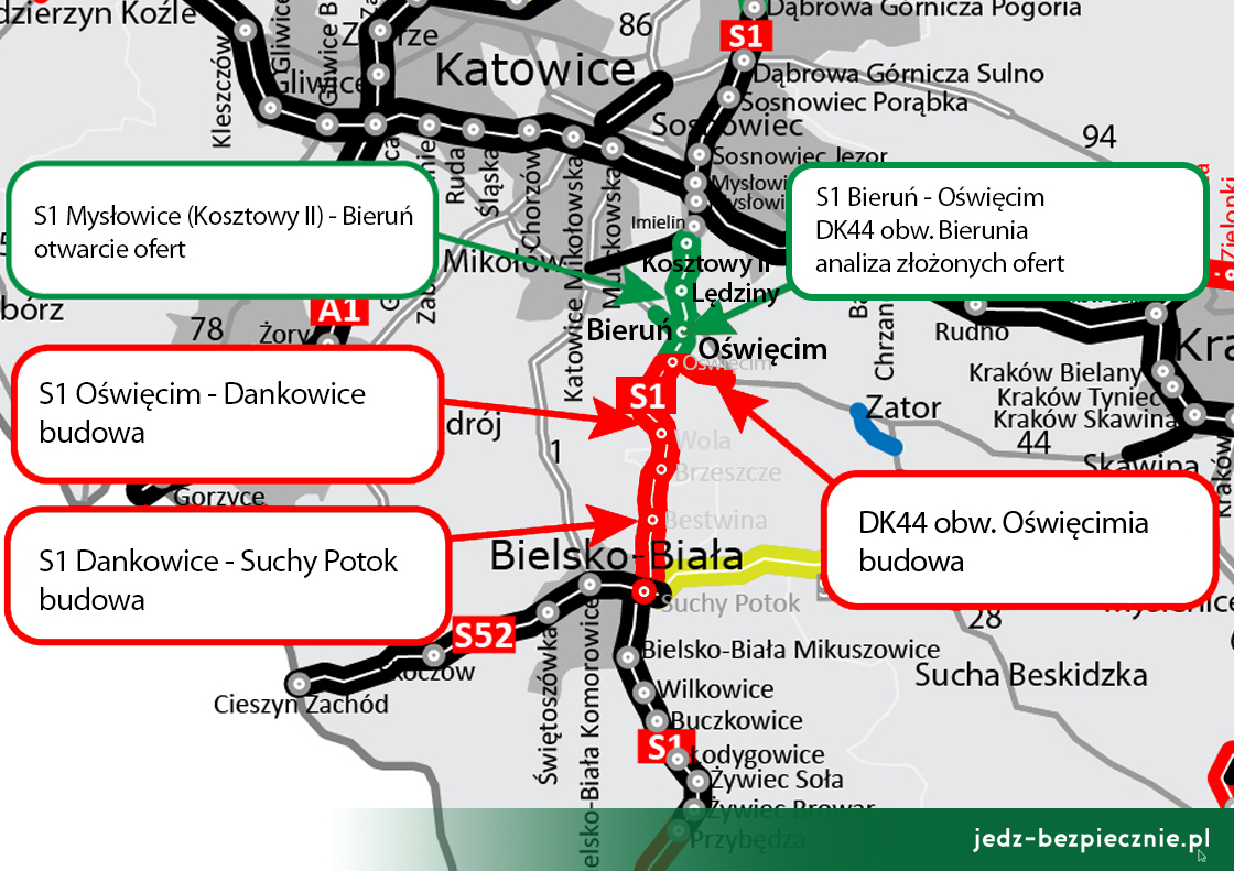 Polskie drogi - zakończenie przetargu S1 Kosztowy II - Bieruń